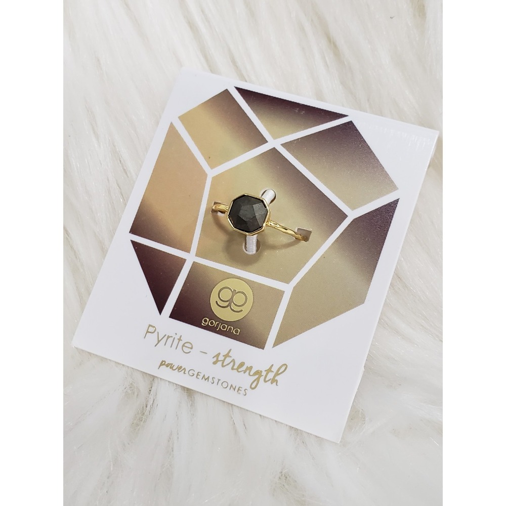 NEW GORJANA Pyrite Power Gemstone Charm Ring Size 6 ~189301730G~